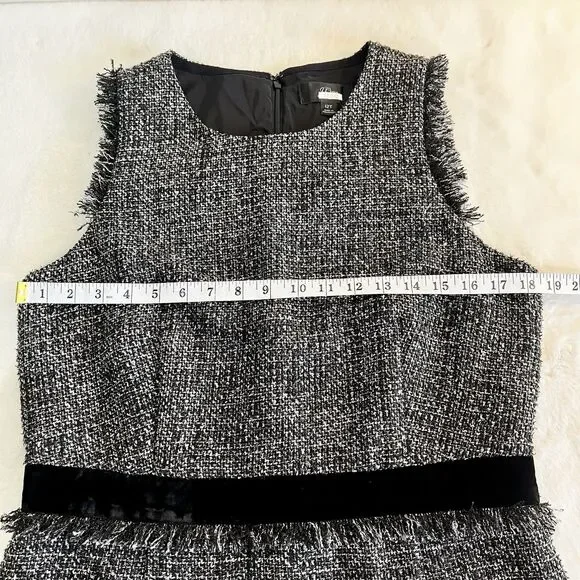 J. Crew Sparkling Constellation Sheath Dress Black Metallic Tweed Sz 12T Tall - Picture 9 of 13